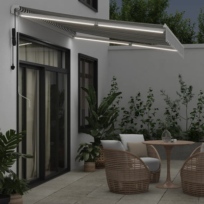 Toldo retrátil automático com LED 350x250 cm antracite/branco