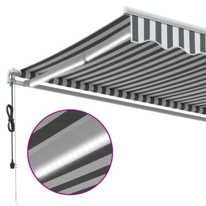 Toldo retrátil automático com LED 350x250 cm antracite/branco