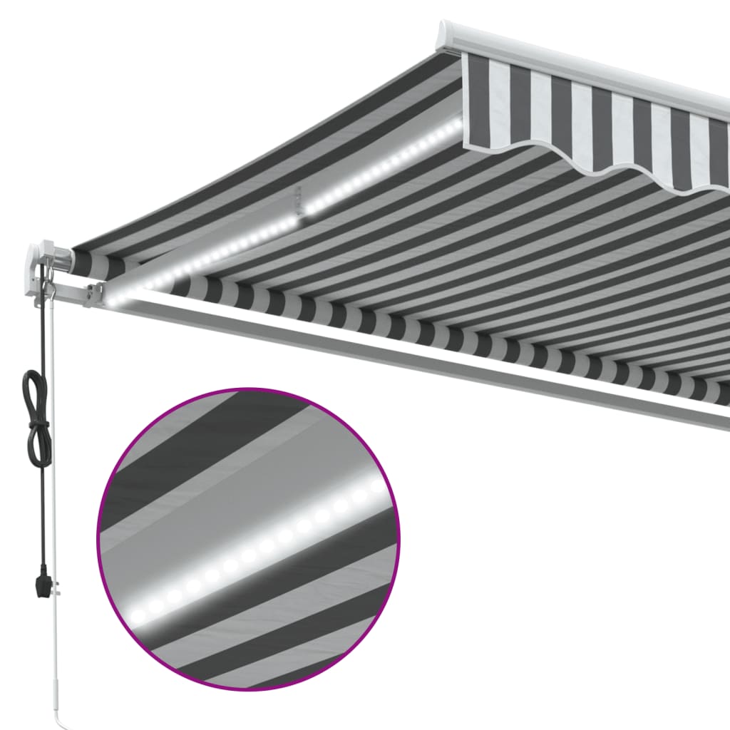 Toldo retrátil automático com LED 400x300 cm antracite/branco