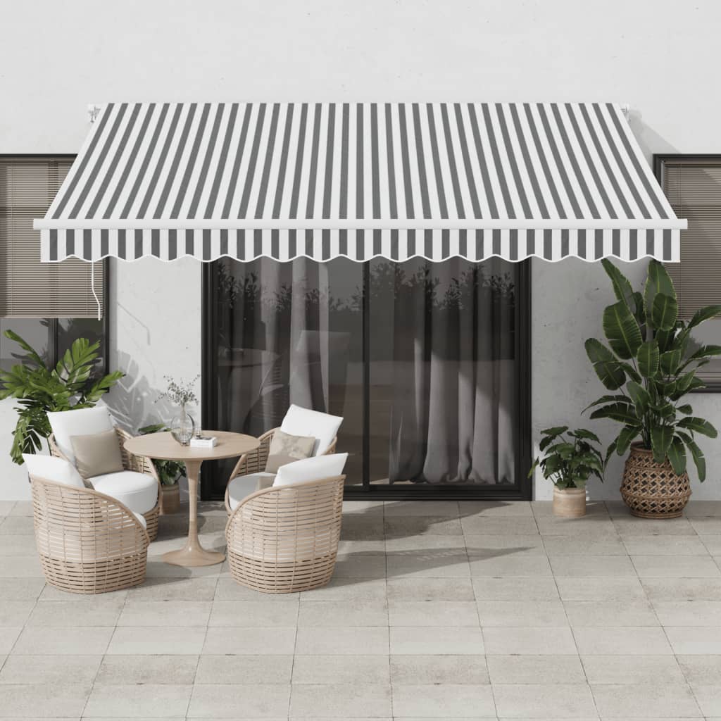 Toldo retrátil automático com LED 400x300 cm antracite/branco