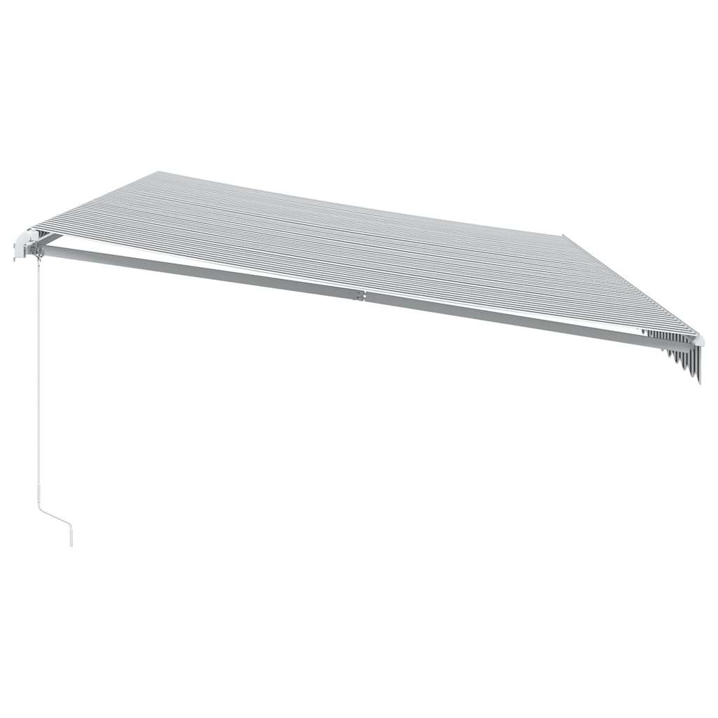 Toldo retrátil manual com LED 600x300 cm antracite/branco