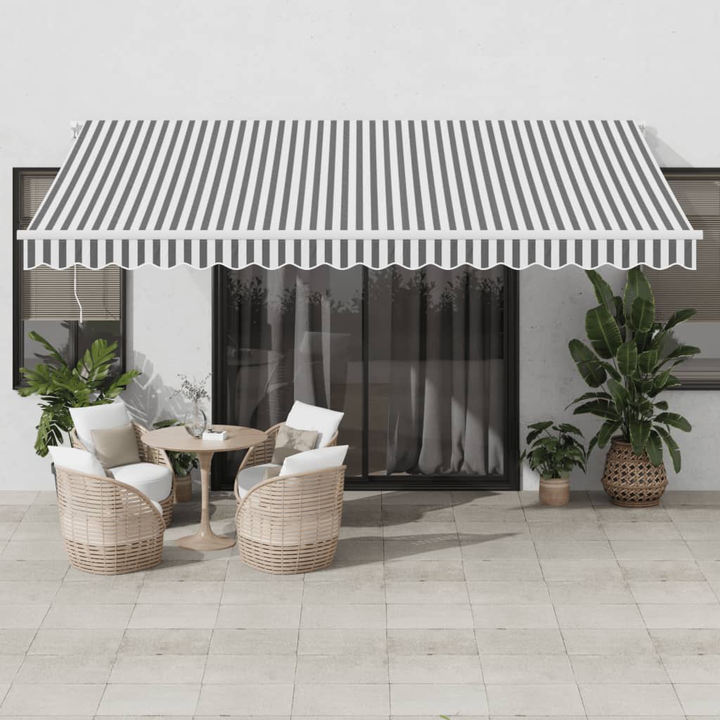 Toldo retrátil automático com LED 450x350 cm antracite/branco