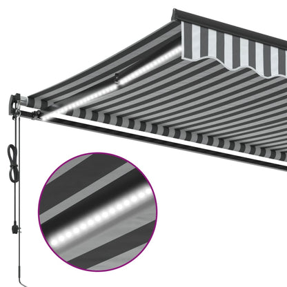 Toldo retrátil automático com LEDs 400x350 cm antracite/branco