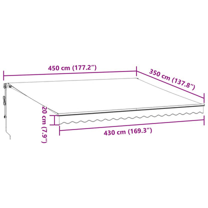 Toldo retrátil automático 450x350 cm antracite e branco