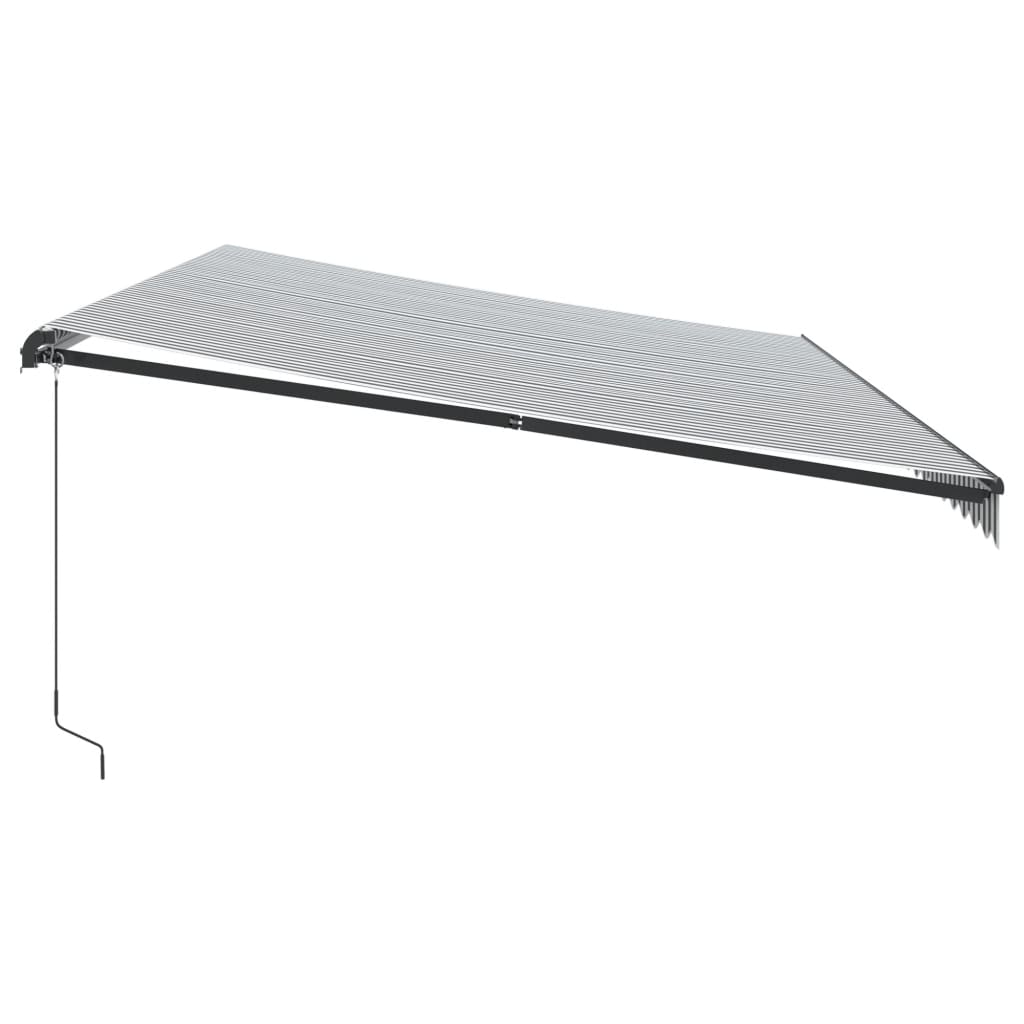 Toldo retrátil manual com luzes LEDs 600x350cm antracite/branco