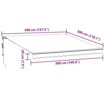 Toldo retrátil automático 400x300 cm antracite e branco