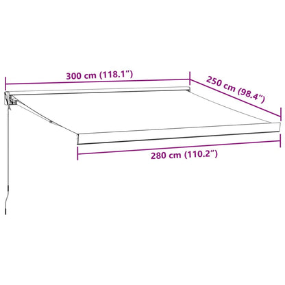 Toldo retrátil 3x2,5 m tecido e alumínio antracite e branco