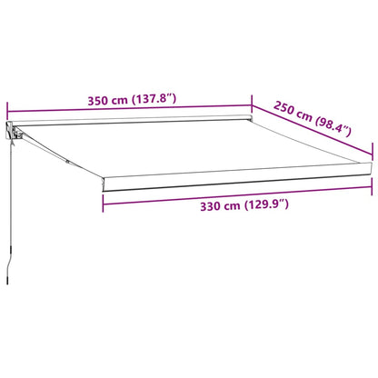 Toldo retrátil 3,5x2,5 m tecido e alumínio antracite e branco