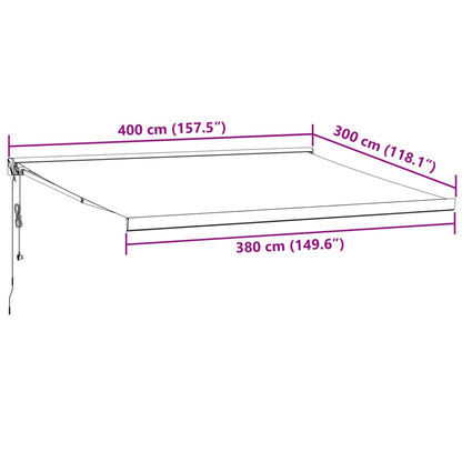 Toldo retrátil 4x3 m tecido e alumínio antracite e branco