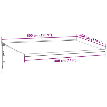 Toldo retrátil 5x3 m tecido e alumínio antracite e branco