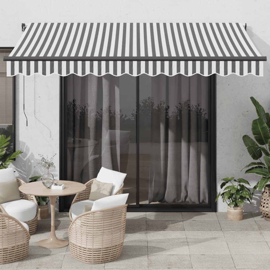 Toldo retrátil manual 350x250 cm antracite e branco