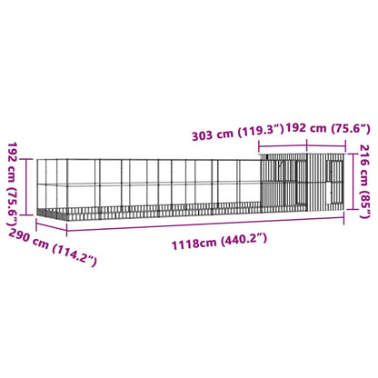 Aviário com extensão 1118x303x216 cm aço prateado