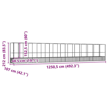 Aviário com extensão 1250,5x107x212 cm aço prateado