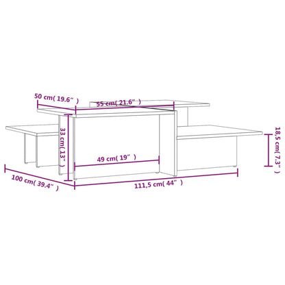 Mesas de centro 2 pcs derivados de madeira cinzento brilhante