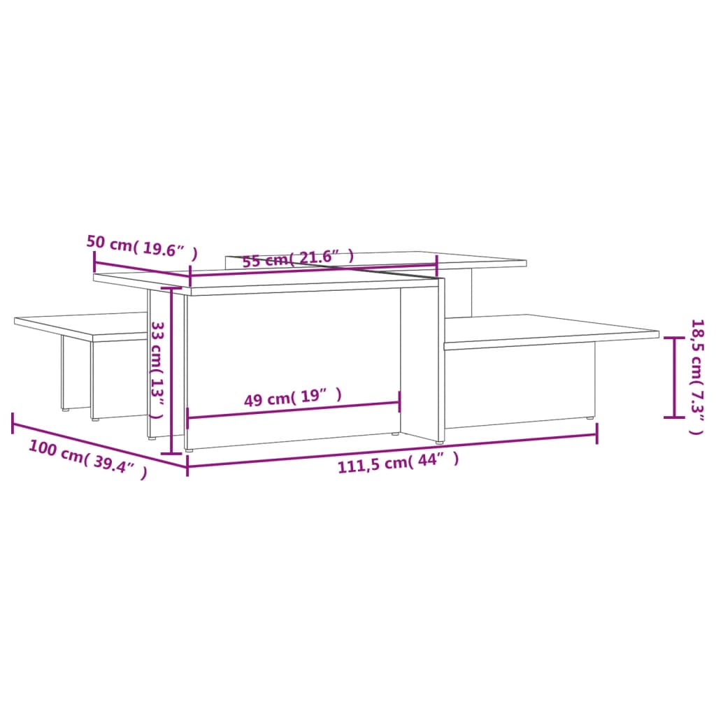 Mesas de centro 2 pcs derivados de madeira cinzento sonoma