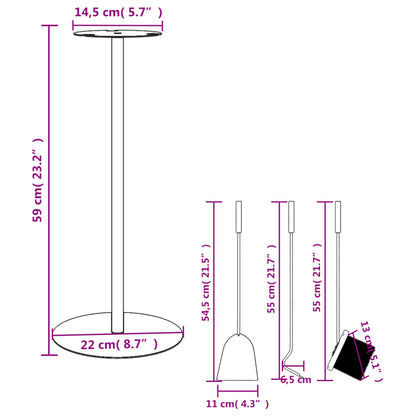 Conjunto de ferramentas para lareira 4 pcs 22x59 cm aço