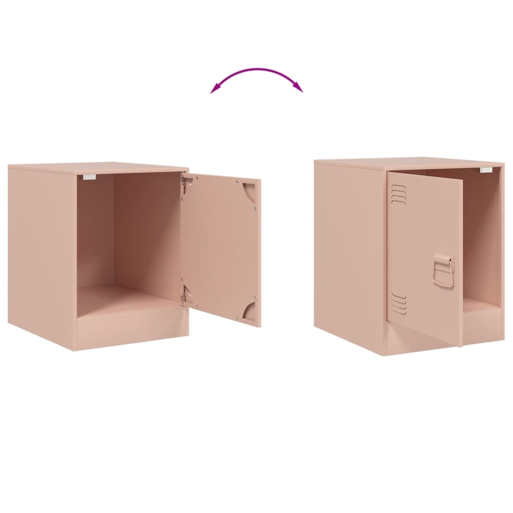 Mesas de cabeceira 2 pcs 34,5x39x44 cm aço rosa