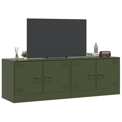 Móveis de TV 2 pcs 67x39x44 cm aço verde azeitona