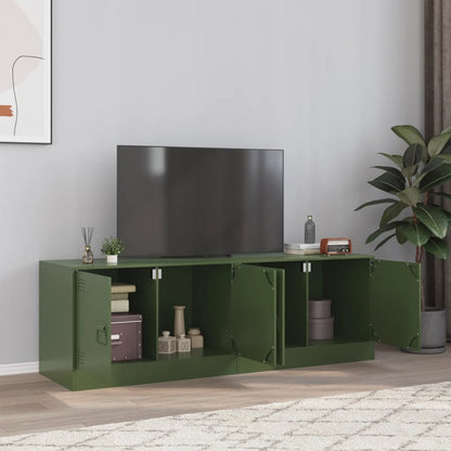 Móveis de TV 2 pcs 67x39x44 cm aço verde azeitona