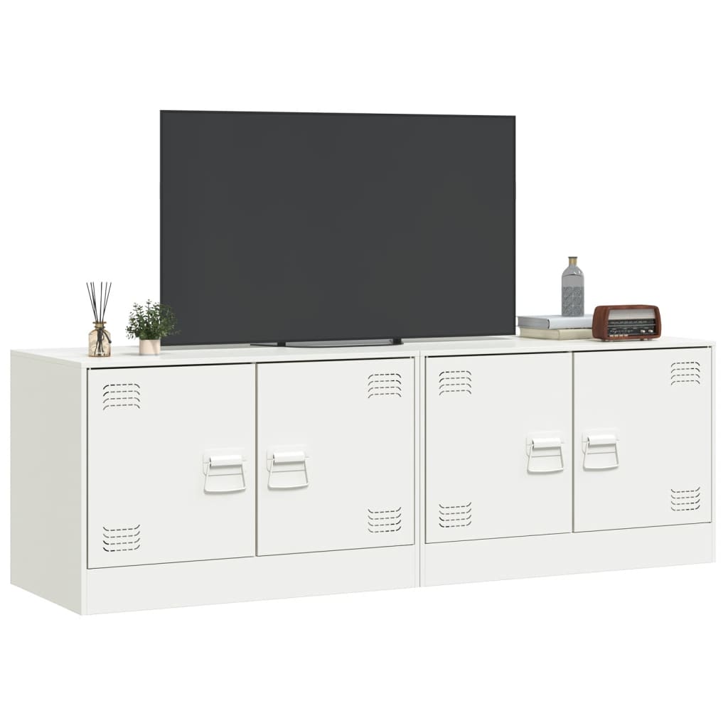 Móveis de TV 2 pcs 67x39x44 cm aço branco