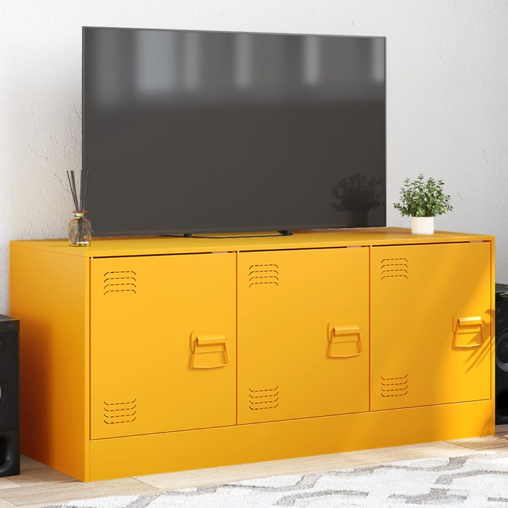 Móvel de TV 99x39x44 cm aço amarelo mostarda