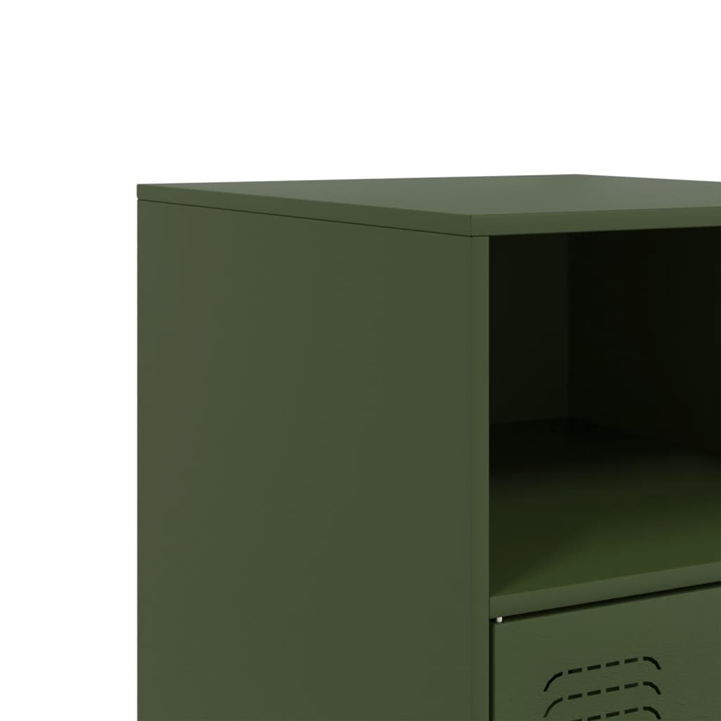 Mesa de cabeceira 34,5x39x62 cm aço verde azeitona