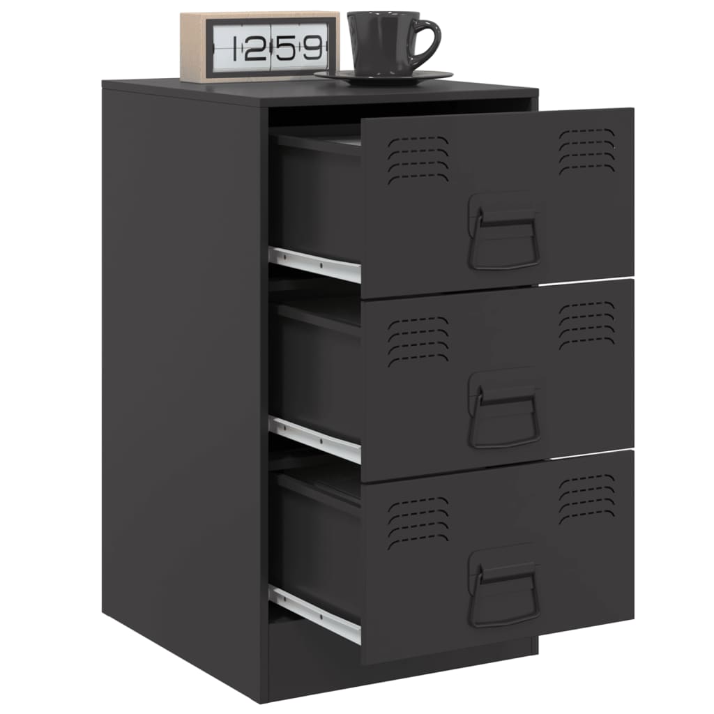 Mesas de cabeceira 2 pcs 34,5x39x62 cm aço preto