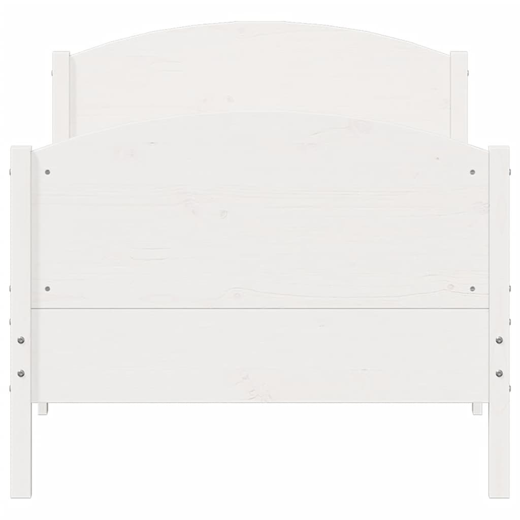 Estrutura de cama com cabeceira 100x200cm pinho maciço branco