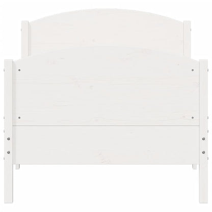 Estrutura de cama com cabeceira 100x200cm pinho maciço branco