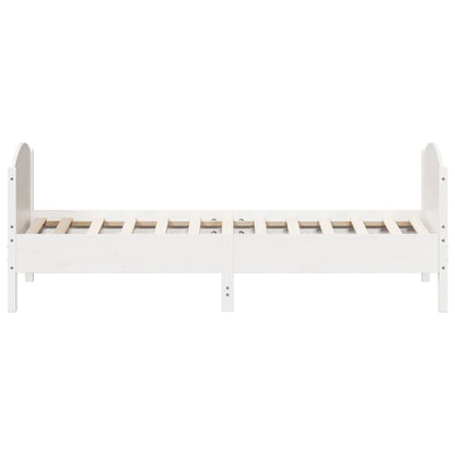 Estrutura de cama com cabeceira 100x200cm pinho maciço branco