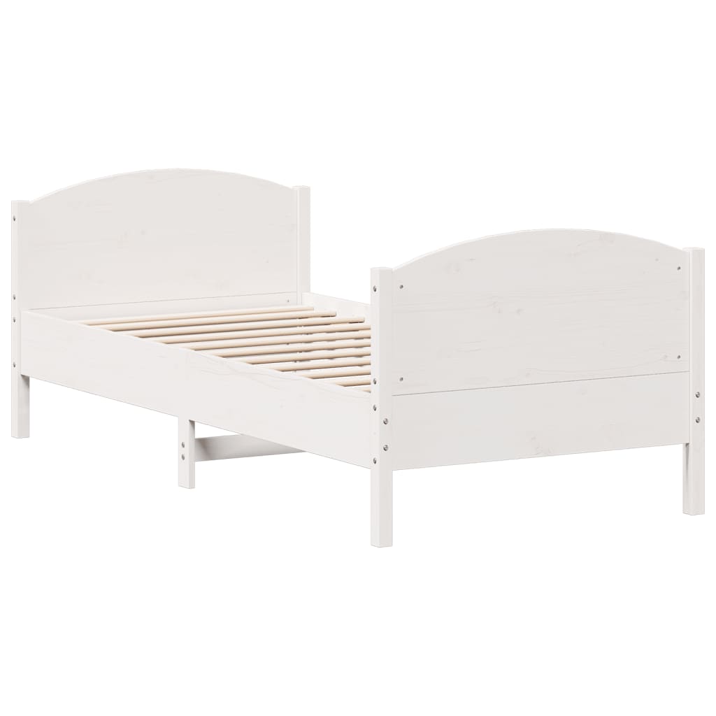 Estrutura de cama com cabeceira 100x200cm pinho maciço branco