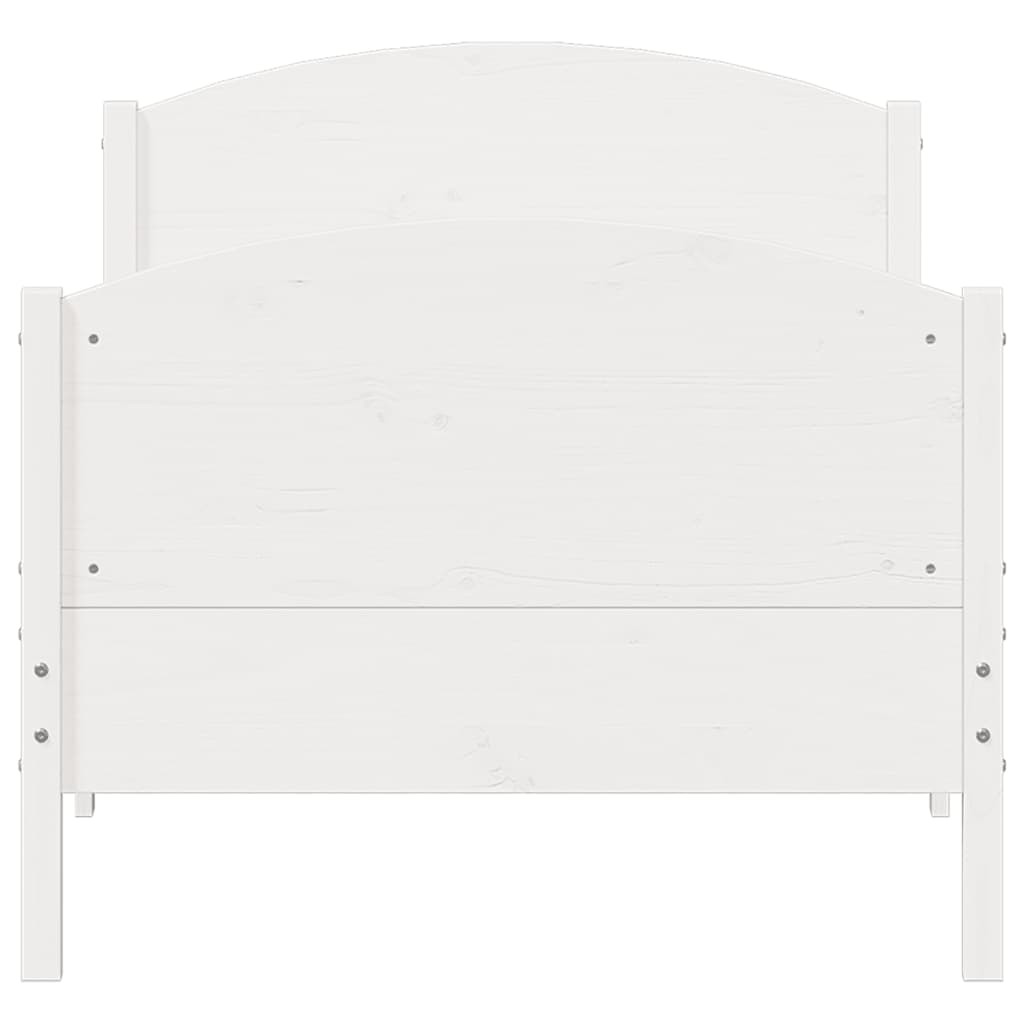 Estrutura de cama com cabeceira 90x200 cm pinho maciço branco