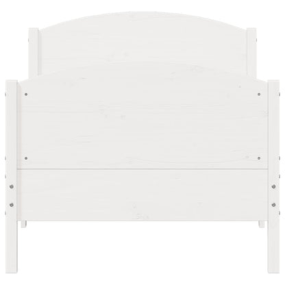 Estrutura de cama com cabeceira 90x200 cm pinho maciço branco