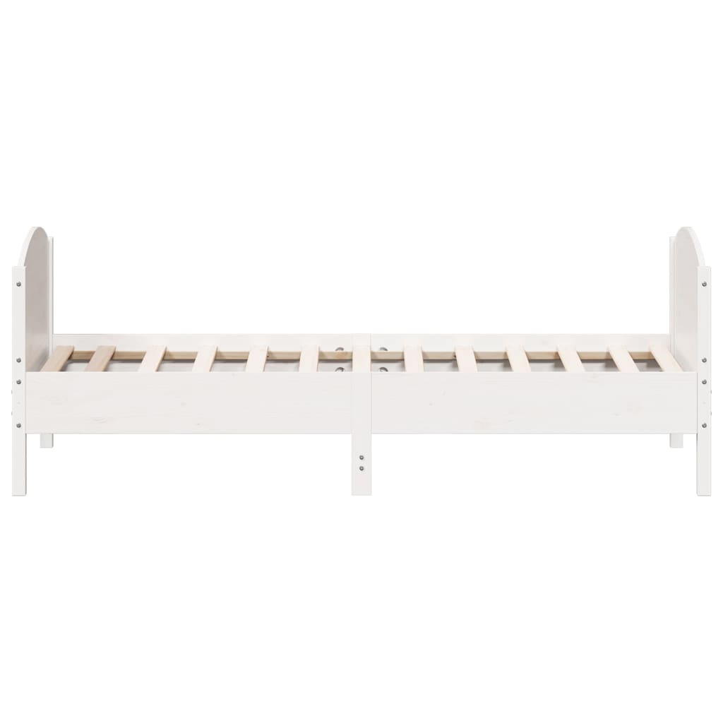 Estrutura de cama com cabeceira 90x200 cm pinho maciço branco