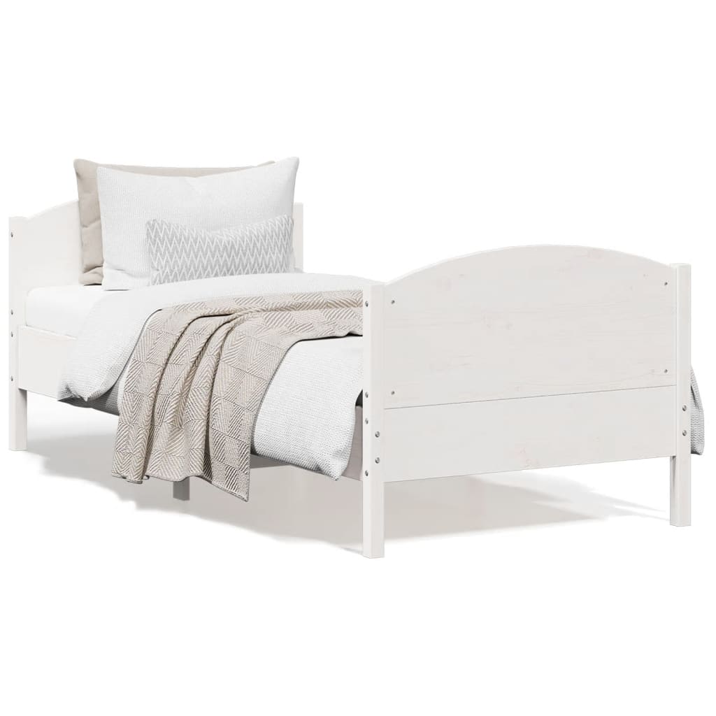 Estrutura de cama com cabeceira 90x200 cm pinho maciço branco