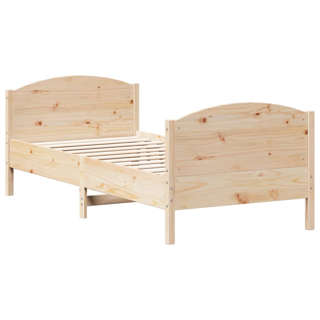 Estrutura de cama com cabeceira 75x190 cm pinho maciço