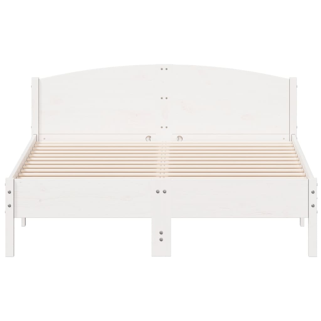 Estrutura de cama com cabeceira 140x200 cm pinho maciço branco