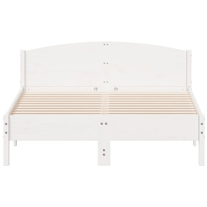 Estrutura de cama com cabeceira 140x200 cm pinho maciço branco