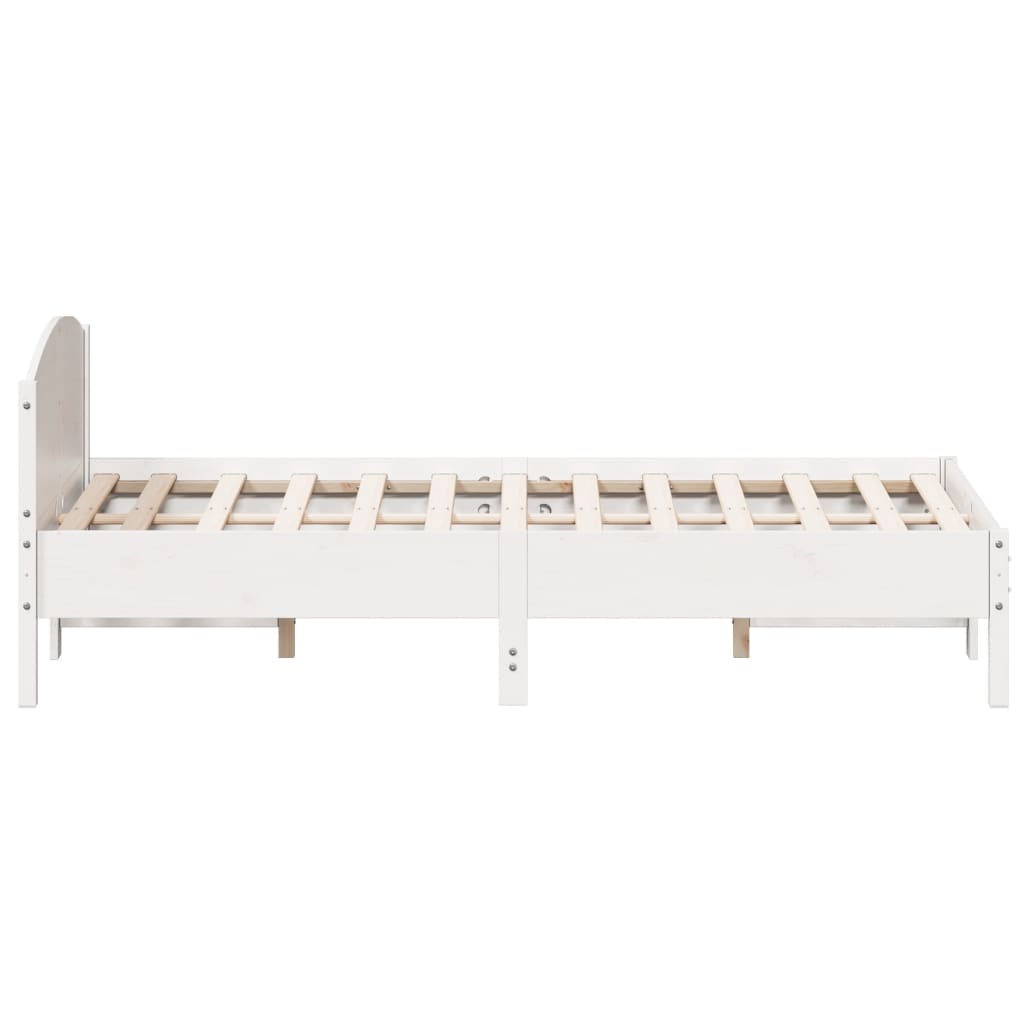 Estrutura de cama com cabeceira 140x200 cm pinho maciço branco