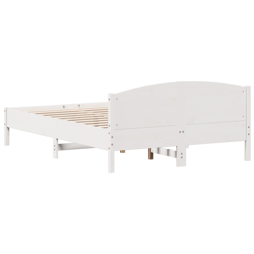 Estrutura de cama com cabeceira 140x200 cm pinho maciço branco