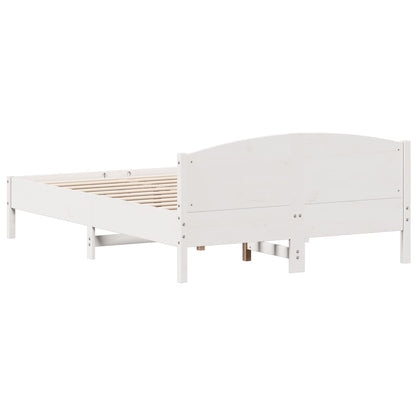 Estrutura de cama com cabeceira 140x200 cm pinho maciço branco