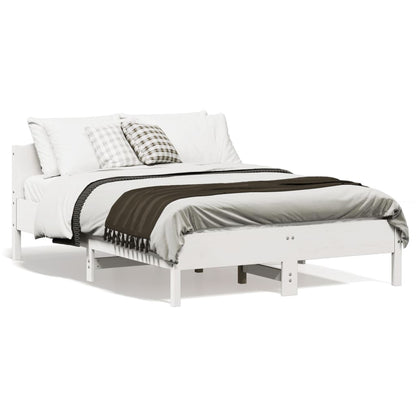 Estrutura cama c/ cabeceira 140x190 cm pinho maciço branco