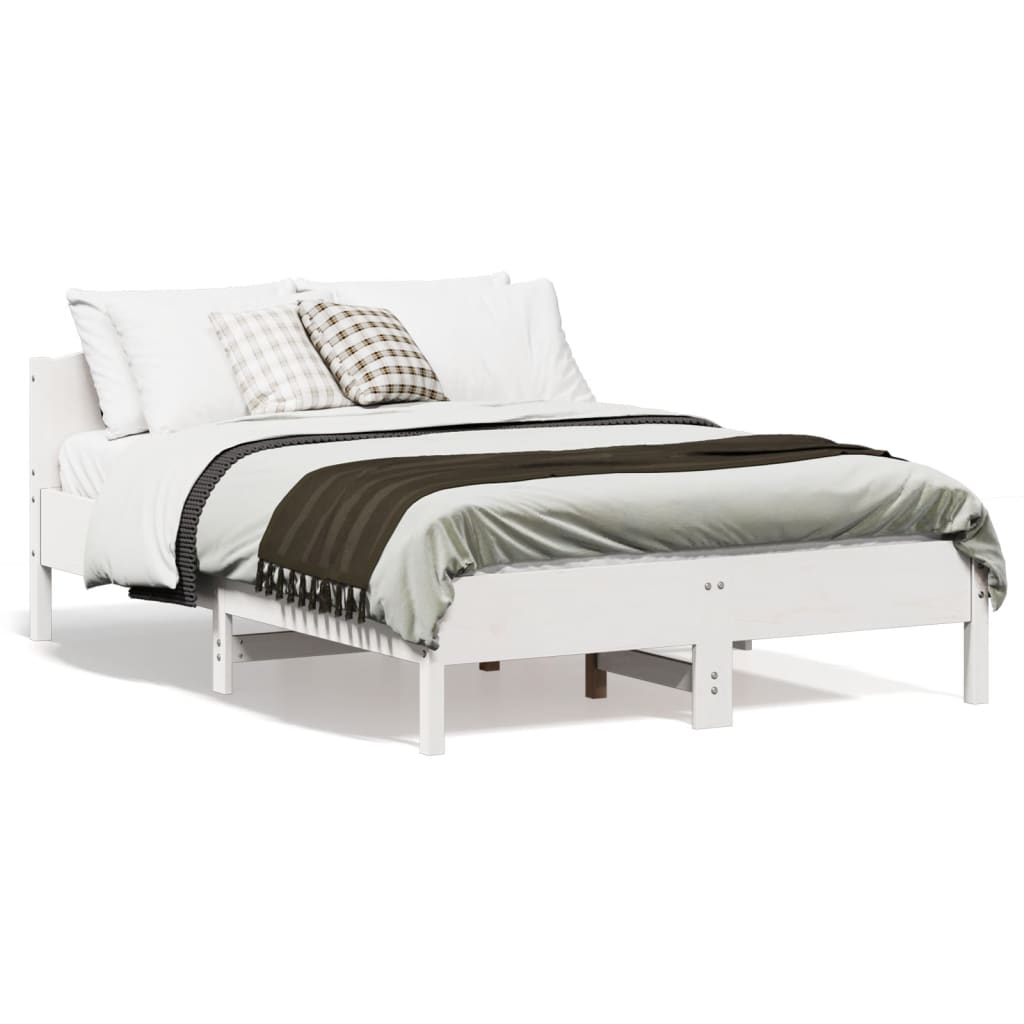 Estrutura cama c/ cabeceira 135x190 cm pinho maciço branco