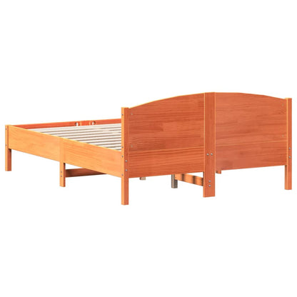 Estrutura cama c/ cabeceira 135x190cm pinho maciço castanho-mel