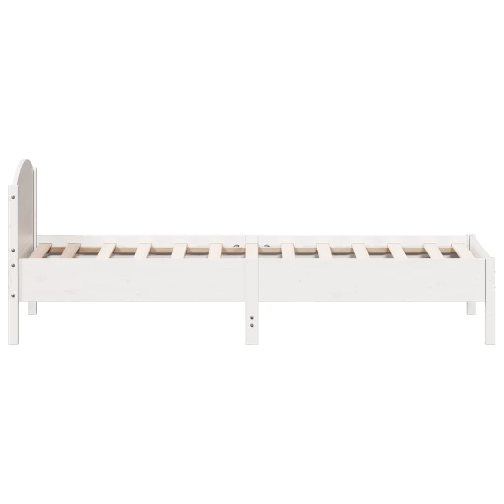 Estrutura de cama com cabeceira 100x200cm pinho maciço branco