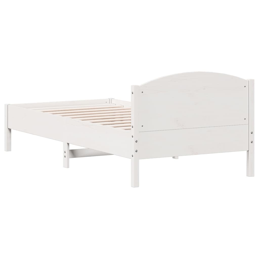 Estrutura de cama com cabeceira 100x200cm pinho maciço branco