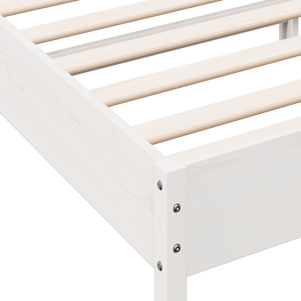 Estrutura de cama com cabeceira 100x200cm pinho maciço branco