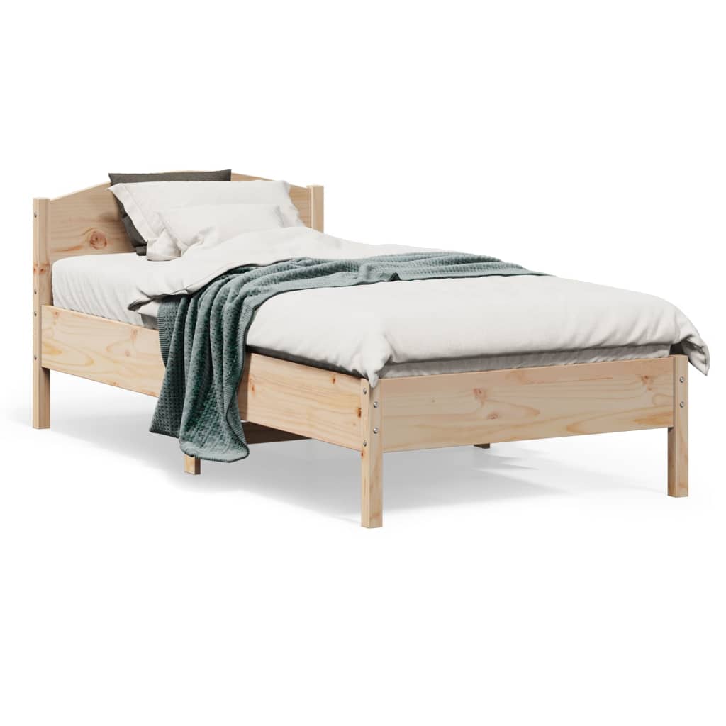 Estrutura de cama com cabeceira 90x190 cm pinho maciço