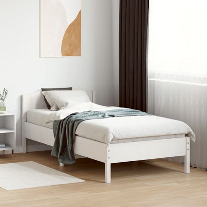 Estrutura de cama com cabeceira 90x190 cm pinho maciço branco