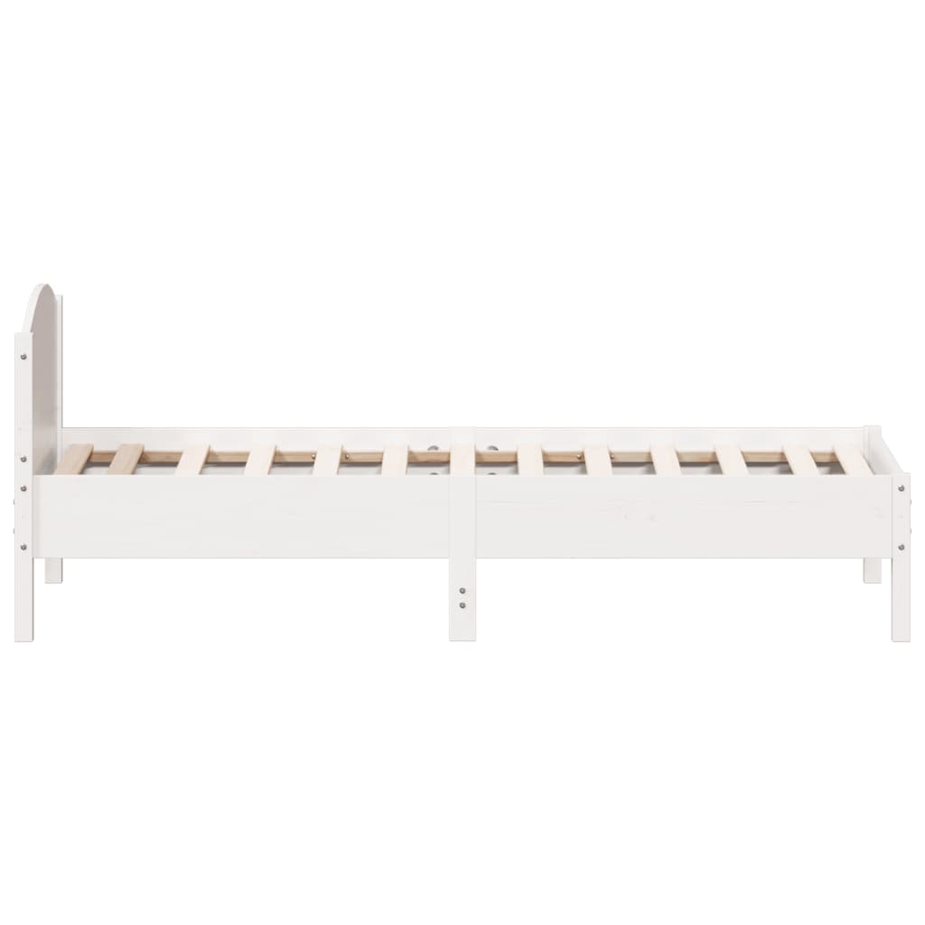 Estrutura de cama com cabeceira 90x190 cm pinho maciço branco